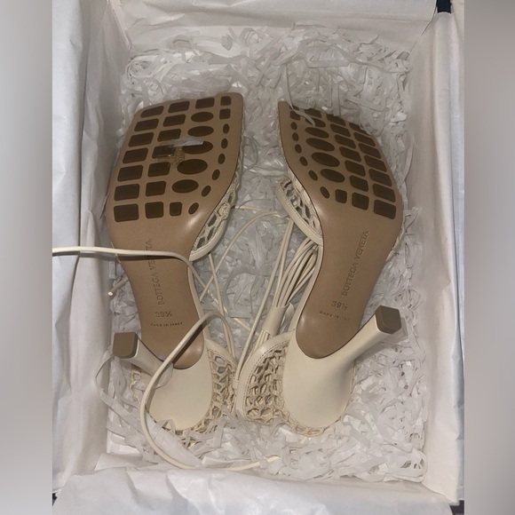 Bottega Veneta Beige Stretch Web Heels - Picture 10 of 10